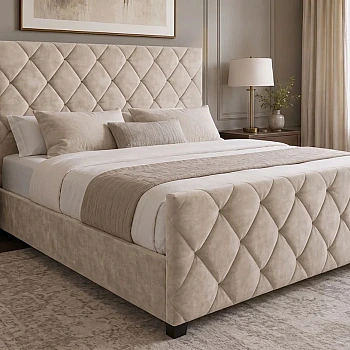Posteľ 45920 Elysium 180x200cm Zamat Champagne + úložný prestor