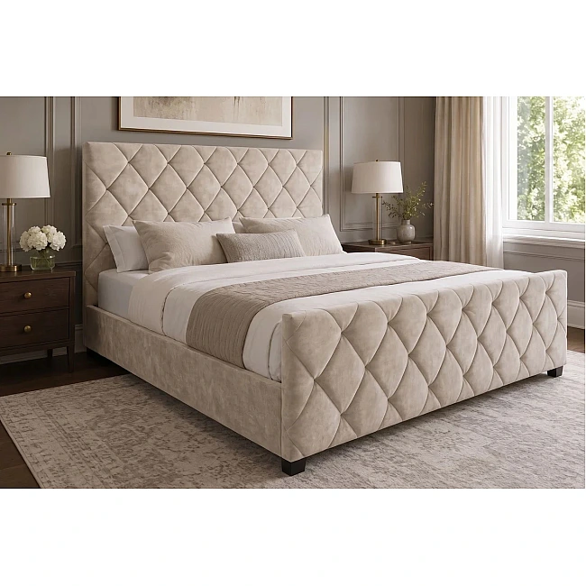 Posteľ 45920 Elysium 180x200cm Zamat Champagne + úložný prestor