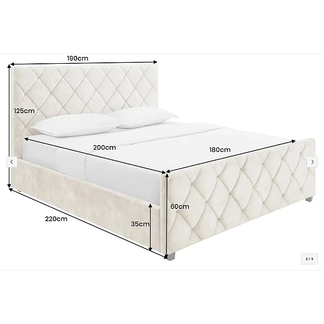 Posteľ 45920 Elysium 180x200cm Zamat Champagne + úložný prestor