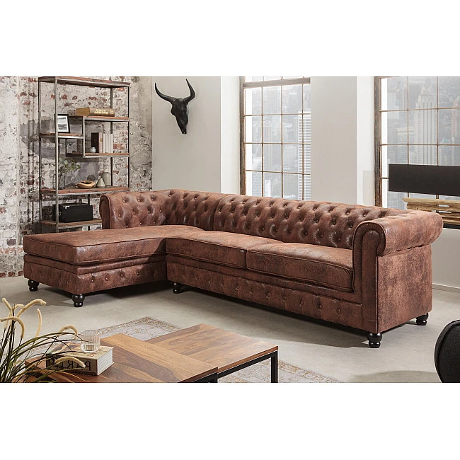 Rohová sedacia súprava 40611 Chesterfield - Antik Hnedá