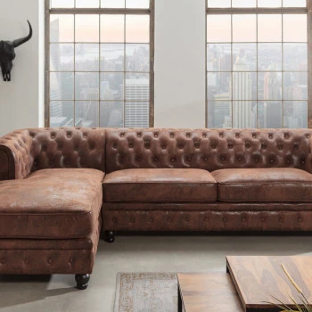 Rohová sedacia súprava 40611 Chesterfield - Antik Hnedá