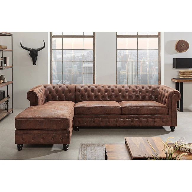 Rohová sedacia súprava 40611 Chesterfield - Antik Hnedá