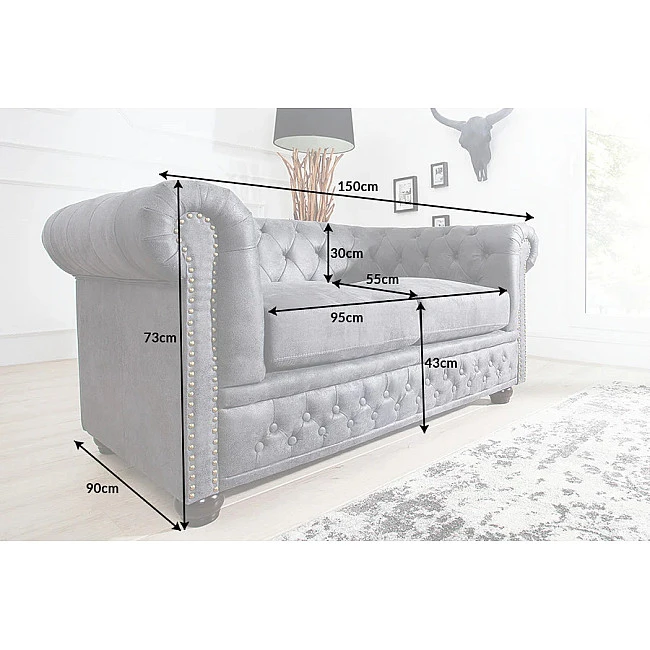 Sedacia súprava 37390 Chesterfield 2-sedenie Antik šedá