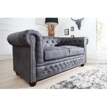 Sedacia súprava 37390 Chesterfield 2-sedenie Antik šedá