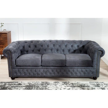 Sedacia súprava 37391 Chesterfield 3-sedenie Antik šedá