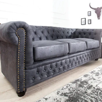 Sedacia súprava 37391 Chesterfield 3-sedenie Antik šedá