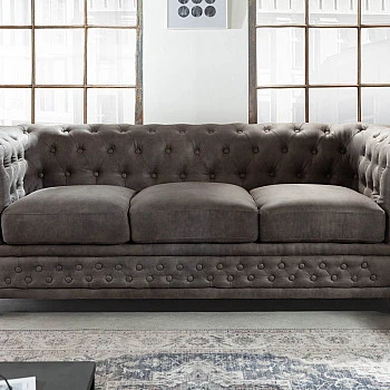 Sedacia súprava 40517 Chesterfield 3-sedenie Vintage Šedá Taupe