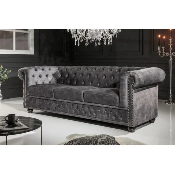 Sedacia súprava 41215 Chesterfield 3-sedenie Zamat Šedá