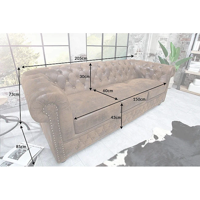 Sedacia súprava 41447 Chesterfield 3-sedenie Antique Čierna