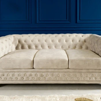 Sedacia súprava 42310 Chesterfield 3-sedenie Zamat Champagner