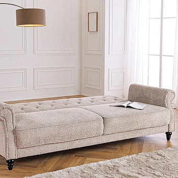 Sedacia súprava rozkladacia 44236 Belle 3-Sedenie Bouclé-Sivá
