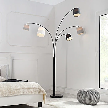 Stojaca lampa 36398 Čierna, šedá, biela