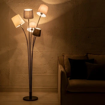 Stojaca lampa 40745 Levels 176cm Čierna, Šedá, Biela