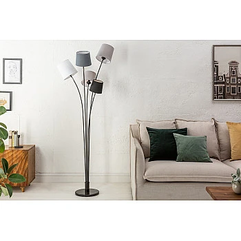 Stojaca lampa 40745 Levels 176cm Čierna, Šedá, Biela