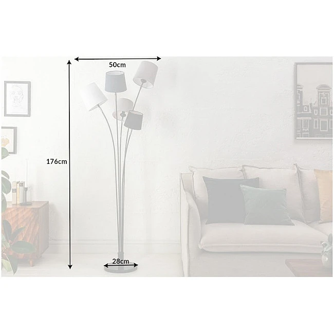 Stojaca lampa 40745 Levels 176cm Čierna, Šedá, Biela