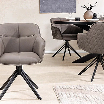 Stolička 45862 Euphoria Taupe kožená - otočná