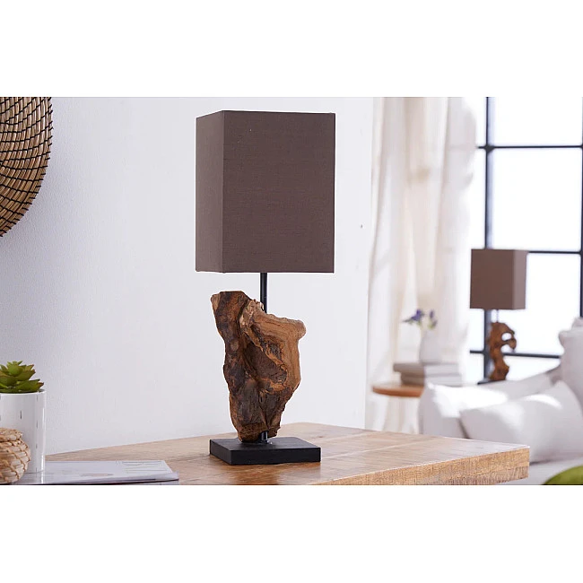 Stolová lampa 19479 Masív drevo Hnedá