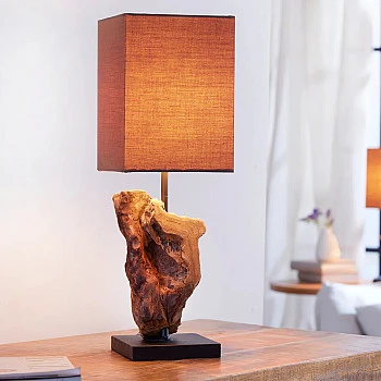 Stolová lampa 19479 Masív drevo Hnedá
