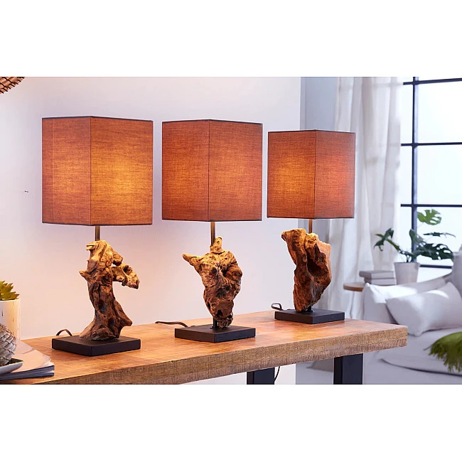 Stolová lampa 19479 Masív drevo Hnedá