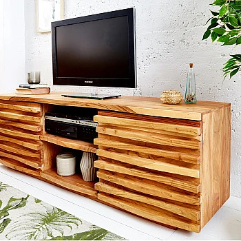 TV-skrinka 39737 150cm Relief Drevo Acacia - Skladom u nás v Žiline - 1Ks