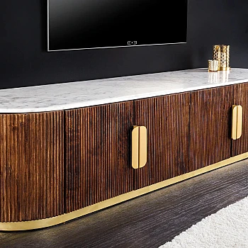 TV-skrinka 45828 Gatsby 170cm Drevo Mango-Biely mramor