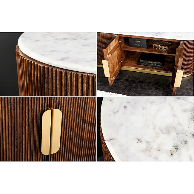 TV-skrinka 45828 Gatsby 170cm Drevo Mango-Biely mramor
