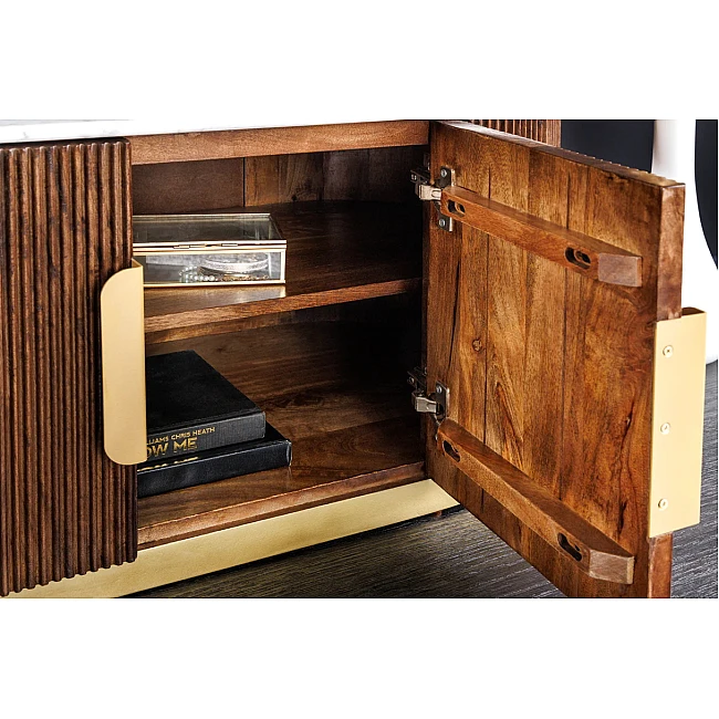 TV-skrinka 45828 Gatsby 170cm Drevo Mango-Biely mramor