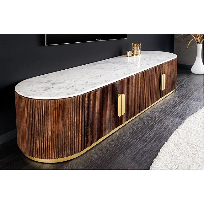 TV-skrinka 45828 Gatsby 170cm Drevo Mango-Biely mramor