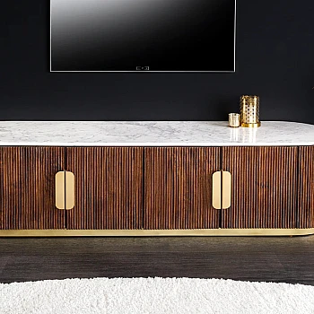 TV-skrinka 45828 Gatsby 170cm Drevo Mango-Biely mramor