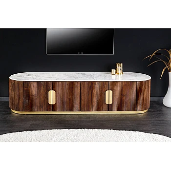 TV-skrinka 45828 Gatsby 170cm Drevo Mango-Biely mramor