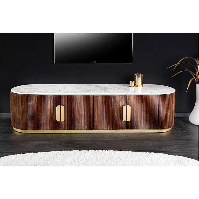 TV-skrinka 45828 Gatsby 170cm Drevo Mango-Biely mramor