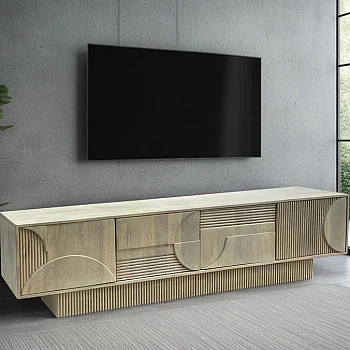 TV-skrinka 46803 Art Deco 200cm Drevo Mango Biela