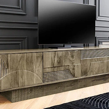 TV-skrinka 46804 Art Deco 200cm Drevo Mango Šedé