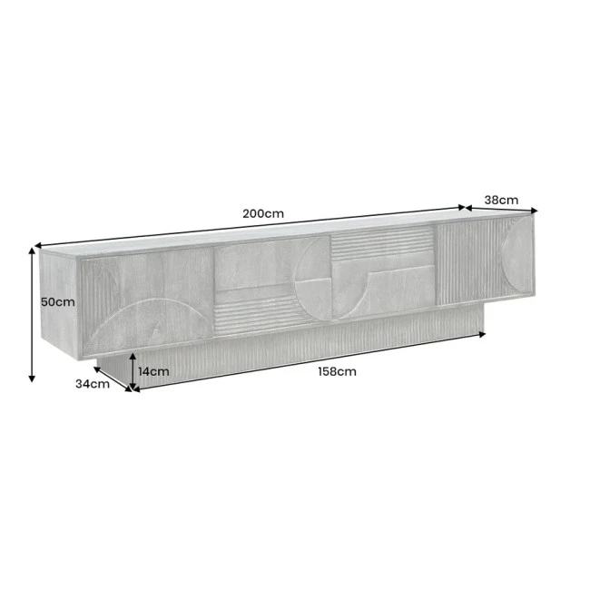 TV-skrinka 46804 Art Deco 200cm Drevo Mango Šedé
