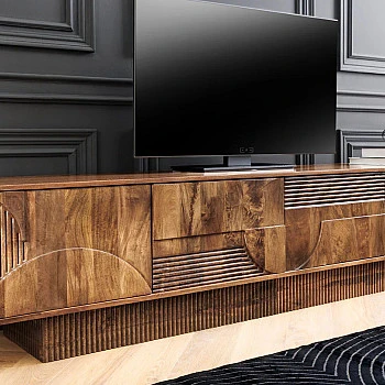 TV-skrinka 46805 Art Deco 200cm Drevo Mango Hnedé