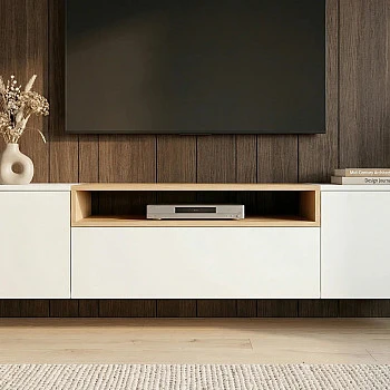TV-skrinka 47807 Loft 160cm Biela/Prírodná Dub Dyha
