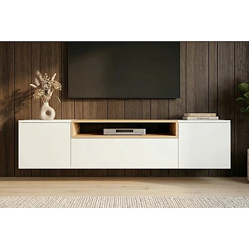 TV-skrinka 47807 Loft 160cm Biela/Prírodná Dub Dyha