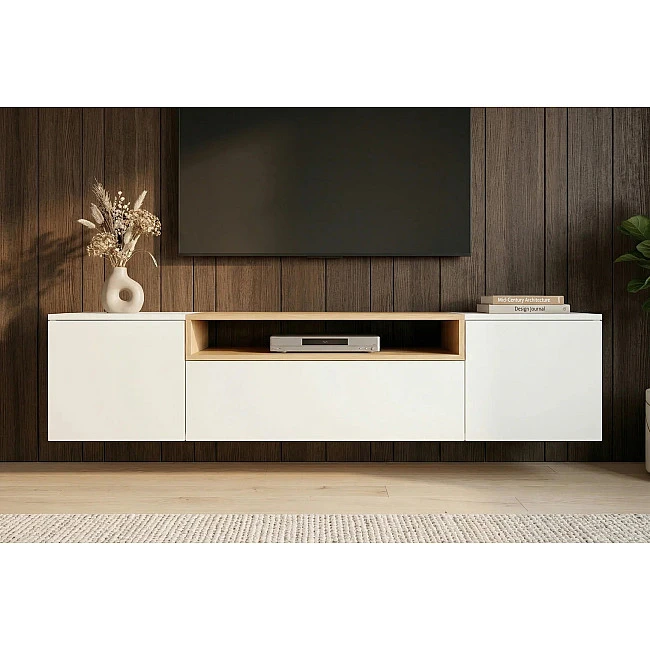 TV-skrinka 47807 Loft 160cm Biela/Prírodná Dub Dyha