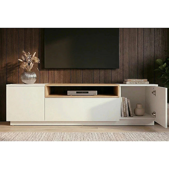 TV-skrinka 47810 Loft 160cm Biela/Prírodná Dub Dyha