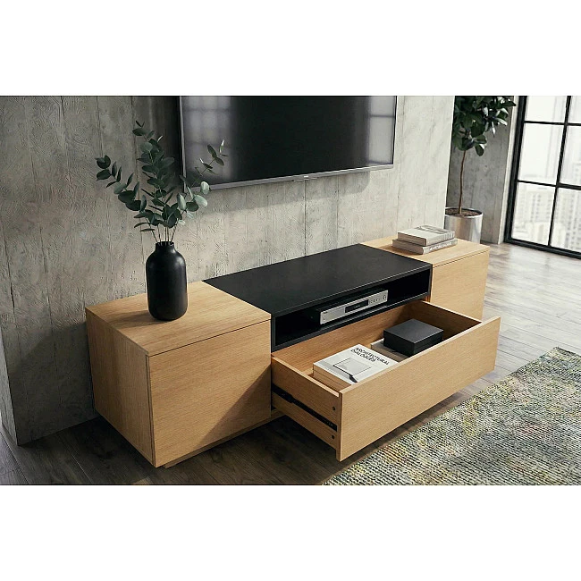 TV-skrinka 47811 Loft 160cm Prírodná Dub Dyha/Čierna