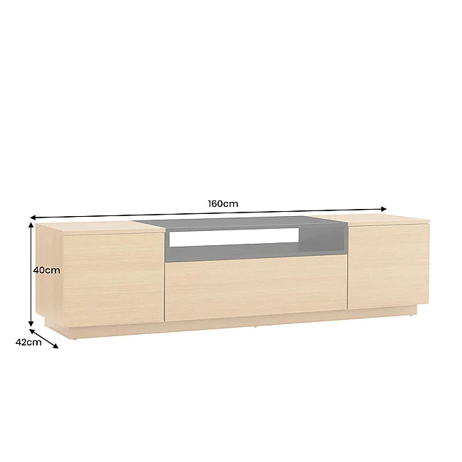 TV-skrinka 47811 Loft 160cm Prírodná Dub Dyha/Čierna
