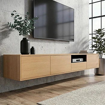 TV-skrinka 47816 Loft 200cm Prírodná Dub Dyha/Čierna