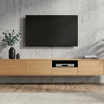 TV-skrinka 47816 Loft 200cm Prírodná Dub Dyha/Čierna