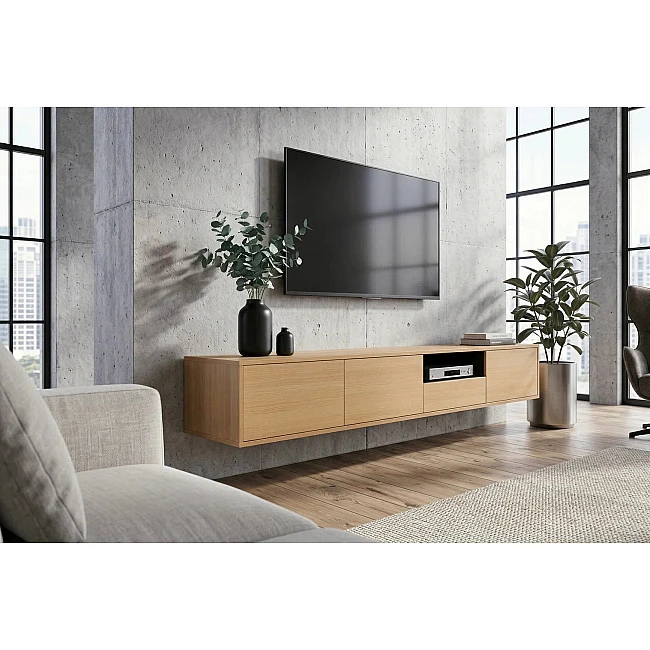 TV-skrinka 47816 Loft 200cm Prírodná Dub Dyha/Čierna