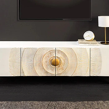 TV-skrinka 48411 Bailey 180cm Drevo Mango Bielené