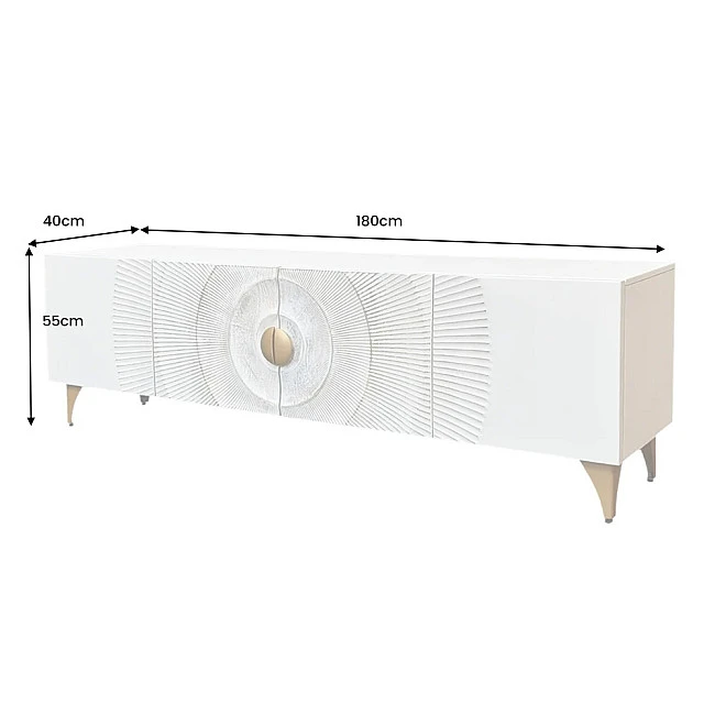 TV-skrinka 48411 Bailey 180cm Drevo Mango Bielené