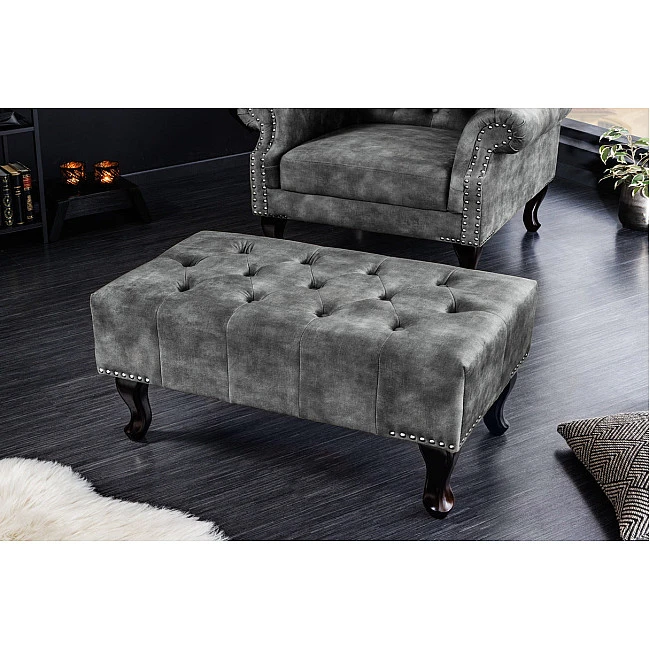 Taburetka 43521 Chesterfield Zamat šedá