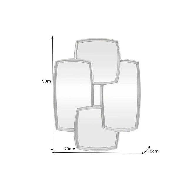 Zrkadlo Quadra 48191 90x70cm Strieborné