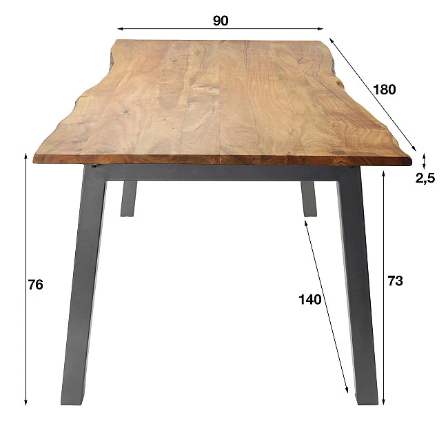 Jedálenský stôl 25-07 180x90cm Drevo Acacia natural
