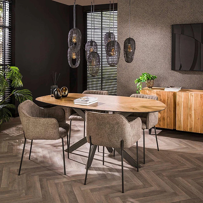 Jedálenský stôl 28-85 Ovál 180x95cm Teak dyha